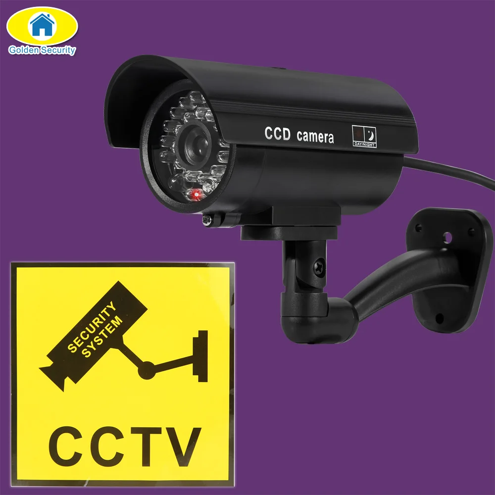 Golden Security Dummy Camera CCTV Surveillance Camera Home Security With LED Flash Light Fake Camera Waterproof Outdoor Camera