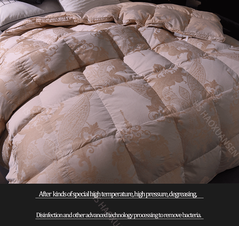 HS заполнения Мощность 800 высокой плотности натурального цветного хлопка лиловыми ткани гусиный пух Стёганое одеяло King queen Размеры одеяло зима Одеяло