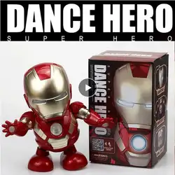 Может танец Железный человек Марвел Мстители фигурка игрушка светодиодный фонарик со светом Звук Музыкальный робот герой Железный