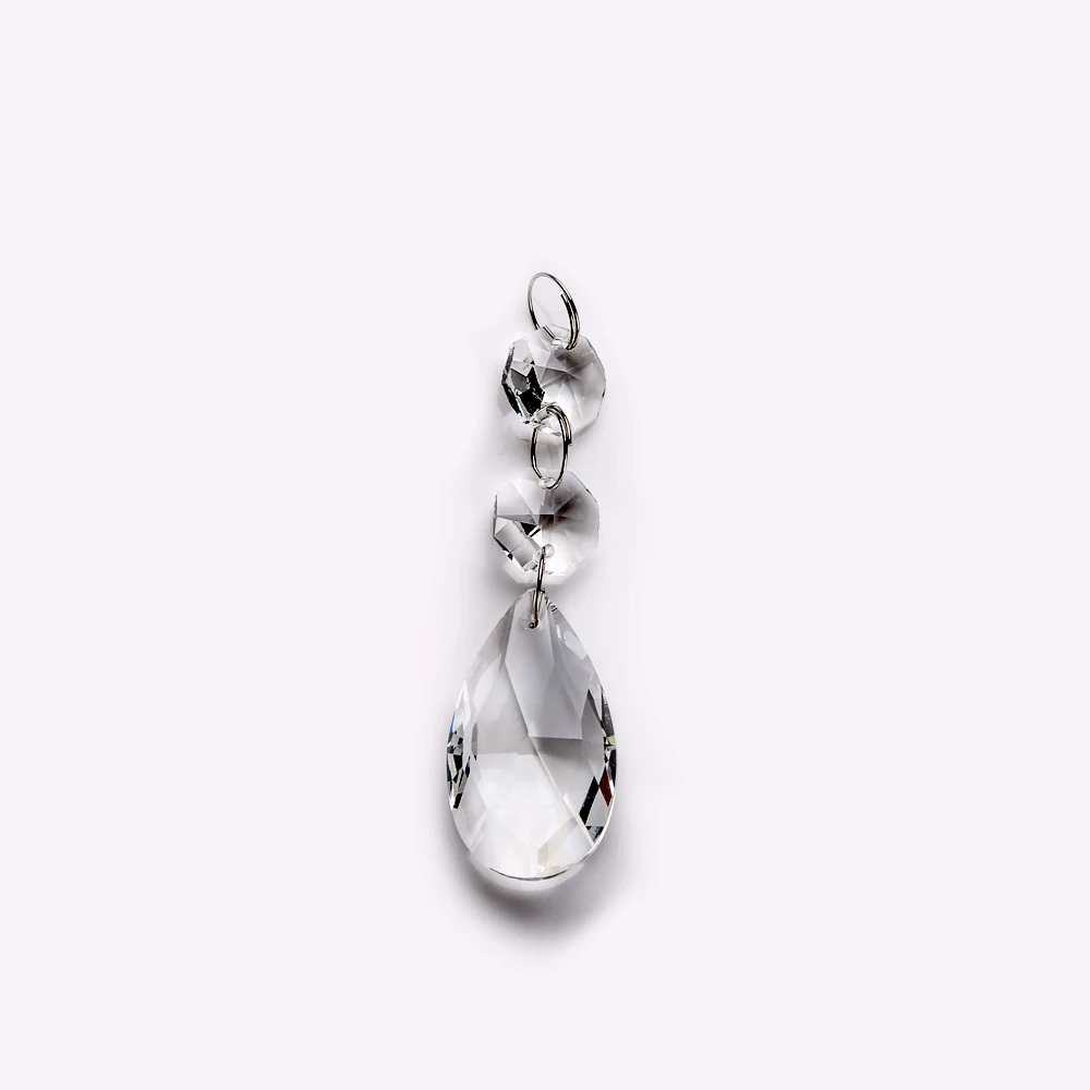 

12pcs 50mm Crystal Prism Chandelier Parts With 2pcs Octagon Beads Hanging Crystal Pendant For DIY