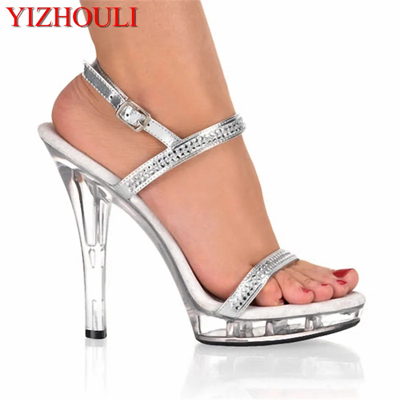 

Silver 5 inch heels, sexy shoes, 13 cm, women's night catwalk sandals