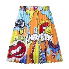 Для женщин с цветочным принтом, короткий плиссированные юбки Ретро эластичный Высокая талия юбка, летнее модное плиссированные мини-юбки с принтом Открытое платье без рукавов