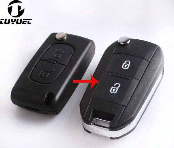 Clé télécommande pliable à 2 boutons, accessoires de voiture, pour Peugeot  207 307 - AliExpress