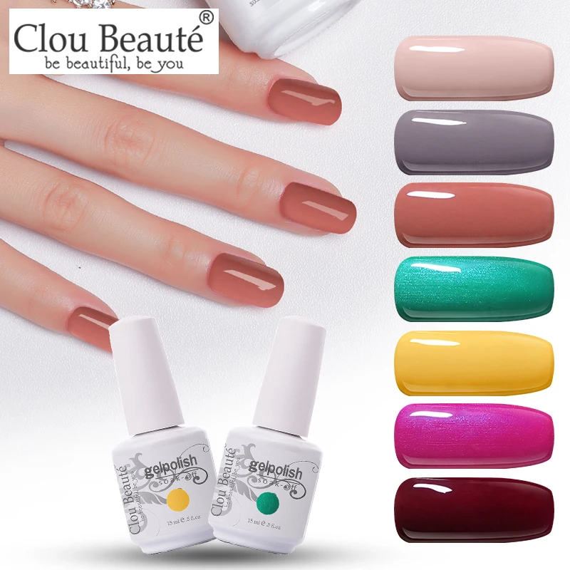 

Clou Beaute 15ml Glitter Gel Nail Polish LED UV Nail Gel Lacquer Soak Off Gel lak Enamel Gold Neon Pink UV Gel Varnish