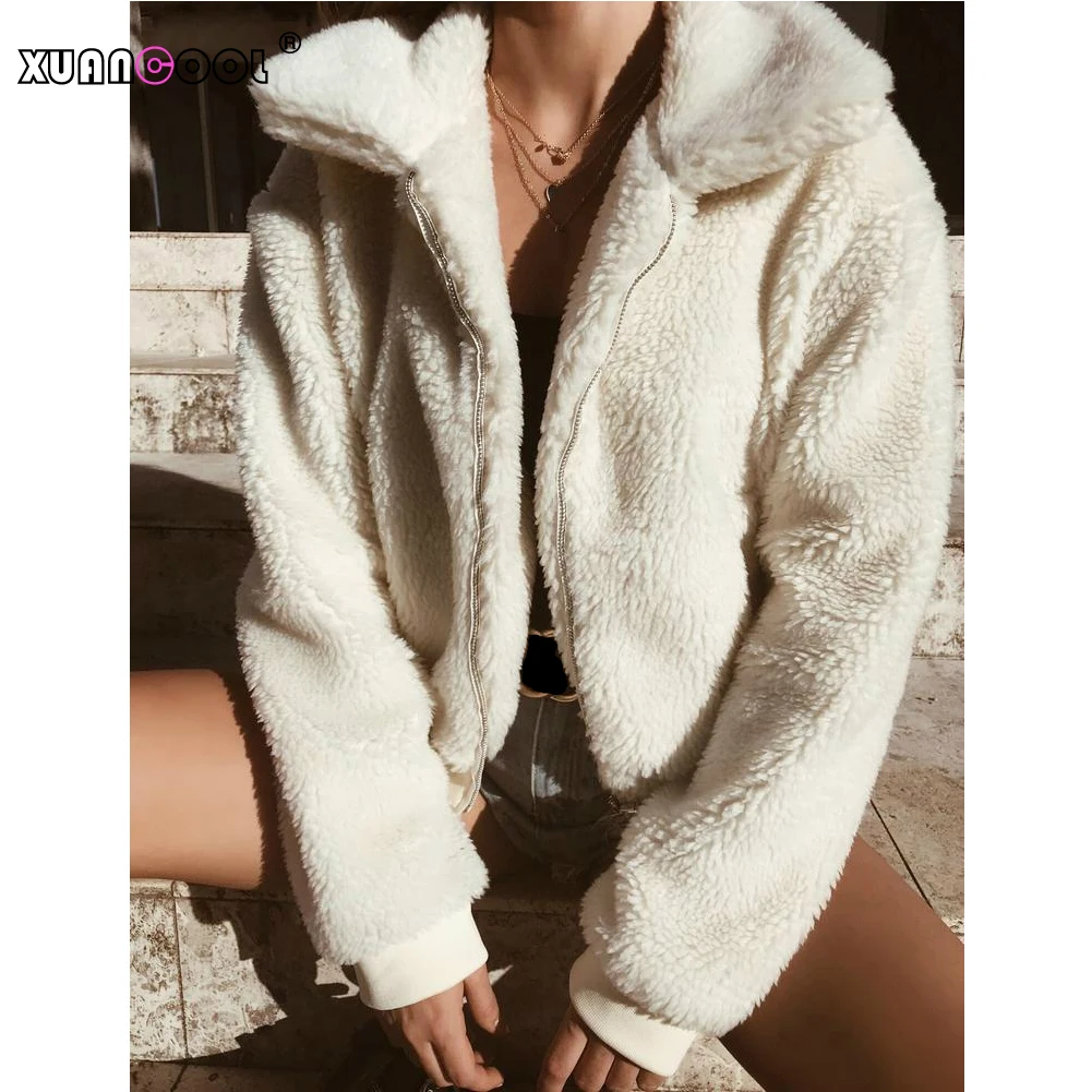 Most effective XUANCOOL Women's Jackets Winter Coat Women Cardigans Ladies Warm Jumper Fleece Faux Fur Coat Hoodie