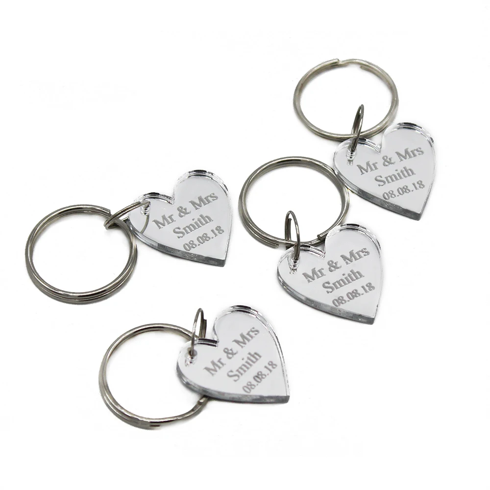 10PieceClearPersonalizedLaserEngravedKeychainLoveHeartWeddingFavorsCustomizedSize3