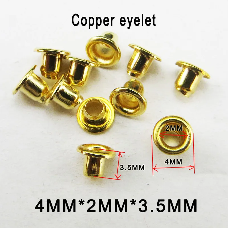 

300PCS 4MM*2MM*3.5MM Copper gold EYELET button sewing clothes accessory round buttons leather bag eyelets ME-066k