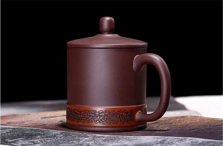 400CC Исин чай чашки с крышкой набор китайский кунг фу кружки руды фиолетовая глина простой Расписанную Посуда для напитков 18,6