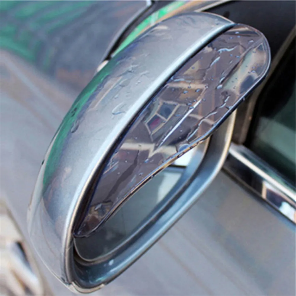 

Black 2pcs PVC Car Rear view Mirror sticker rain eyebrow weatherstrip auto mirror Rain Shield shade cover protector guard