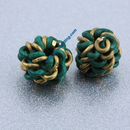 All kinds of jewelry findings supplier Raw brass color Coiled wire spherical green beads 5mm | Украшения и аксессуары