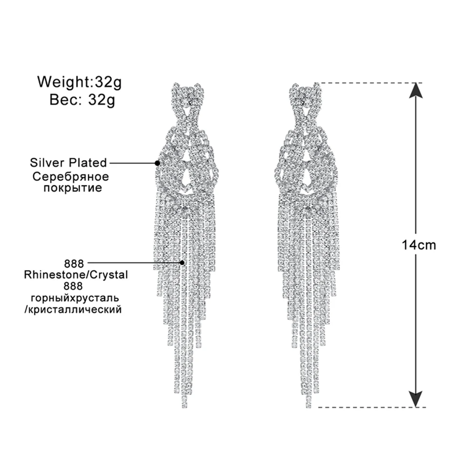 Mecresh серебряный цвет стразы длинные висячие серьги-кисточки для женщин супер большие свадебные висячие серьги Свадебные ювелирные изделия MEH1000