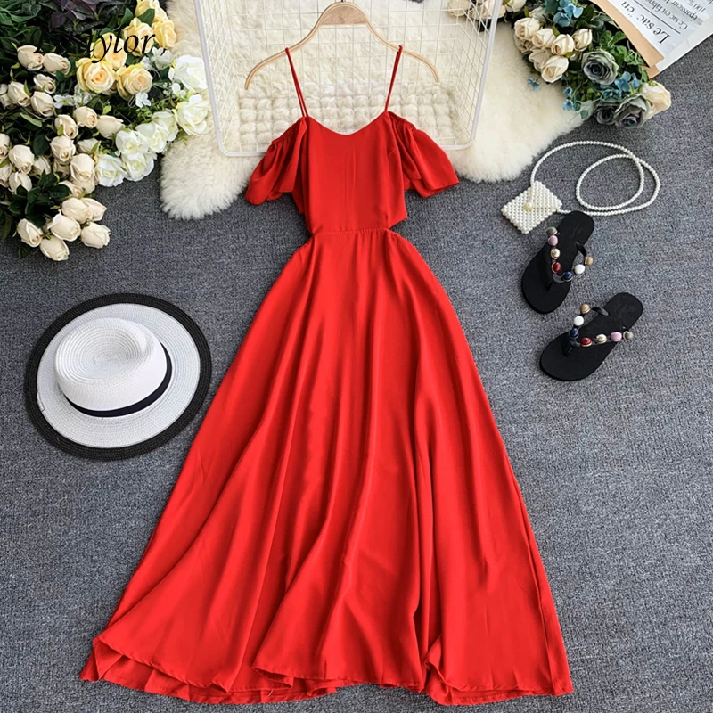 

Fitaylor Sexy Spaghetti Strap Long Dress Women Elegant Backless Dresses Summer Vintage Beach Party Maxi Dress Robe Vestidos