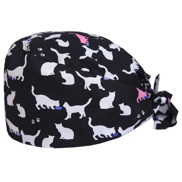 Cat Veterinary Surgical Scrub Cap for Women and Men Hospital Medical Hats Doctor Nurse Dentist Work Hat One Size Sweatband Hats - Цвет: Scrub Cap