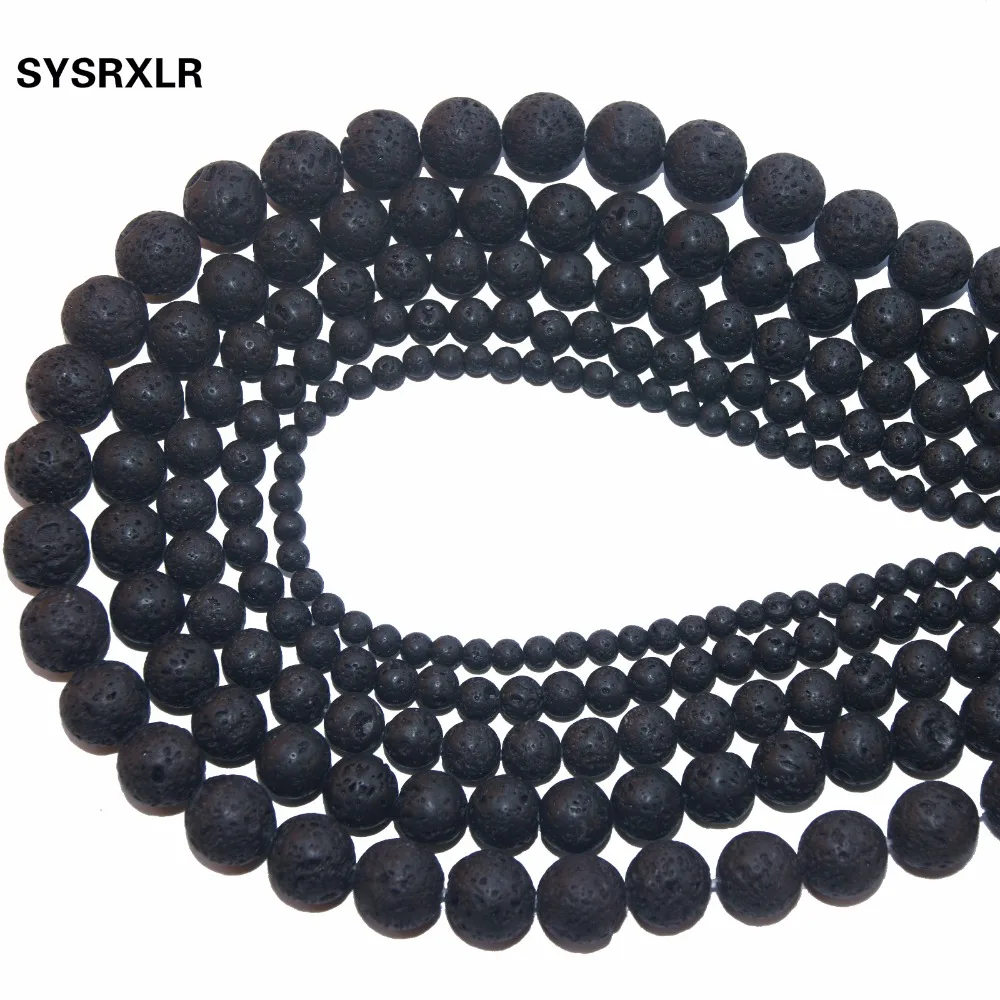 

Black Volcanic Rock Natural Lava Beads For Jewelry Making Yourself Necklace Bracelet Material 4 / 6 / 8 / 10 / 12MM Strand 15.5'