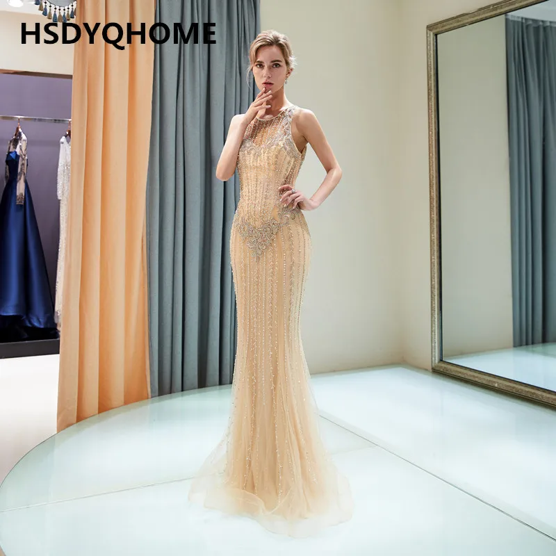 HSDYQHOME Illusion mermaid вечерние платья 3D Бисер цветок долго высокого класса люкс выпускного вечера вечерние платье