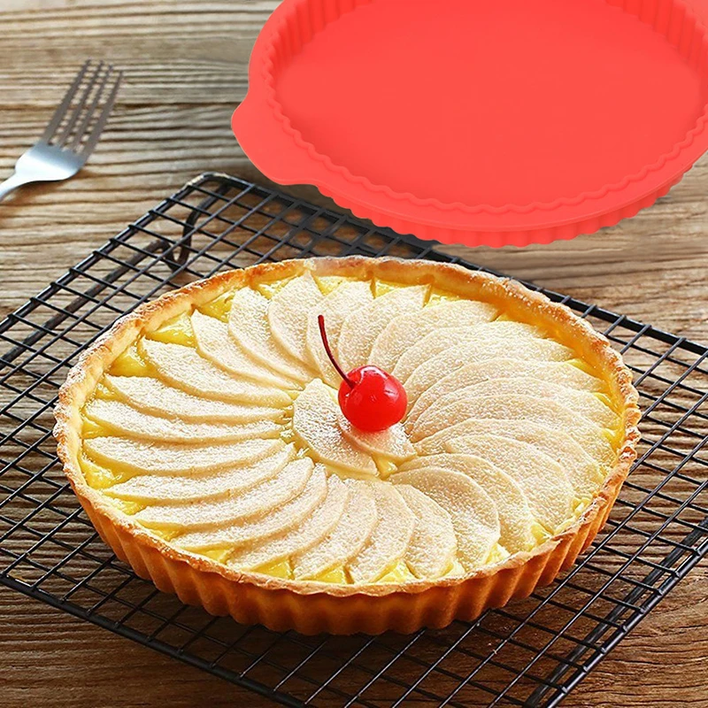 

Non Stick Silicone Diswashe Safe Miniature Molds For Pies Cheese Cakes Desserts Quiche pan and More Random Color