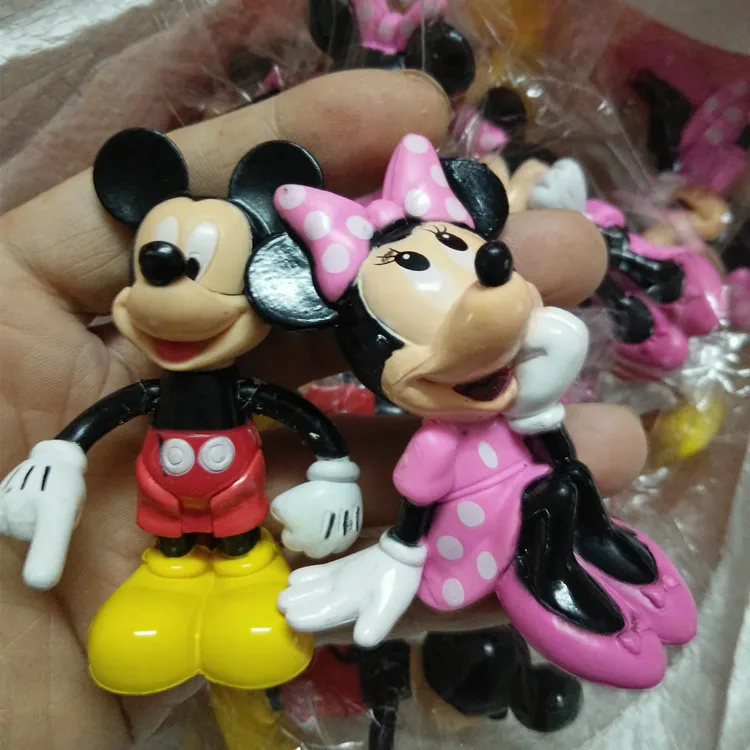 

New 2pcs Mickey Mouse Minnie Action Figure Toys Cartoon Doll Birthday Gifts Collections Cake Toppers