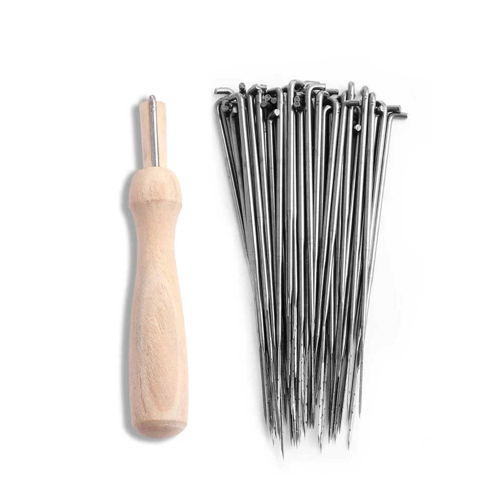 60 Pcs New Useful Practical Felting Needles Pin Tools Of Felt Of Wool Pins+ Wooden Handle Sewing Tools