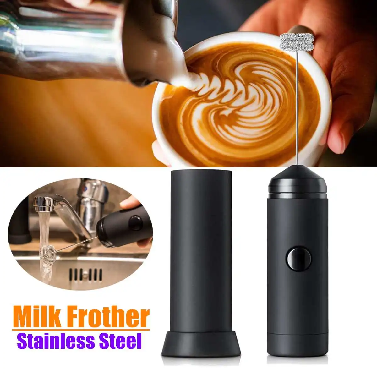 

Electric Handheld Milk Frother Foamer Whisk Head Agitator Mixer Eggs Stirrer Coffee Milkshake Maker Kitchen Tool Appliance