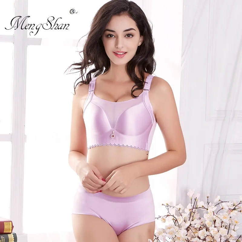 

MengShan Underwear Suit Woman big size bra set CDEF Cup for Chest Wipe and Anti-smoothing plus size bra set 115F 120F
