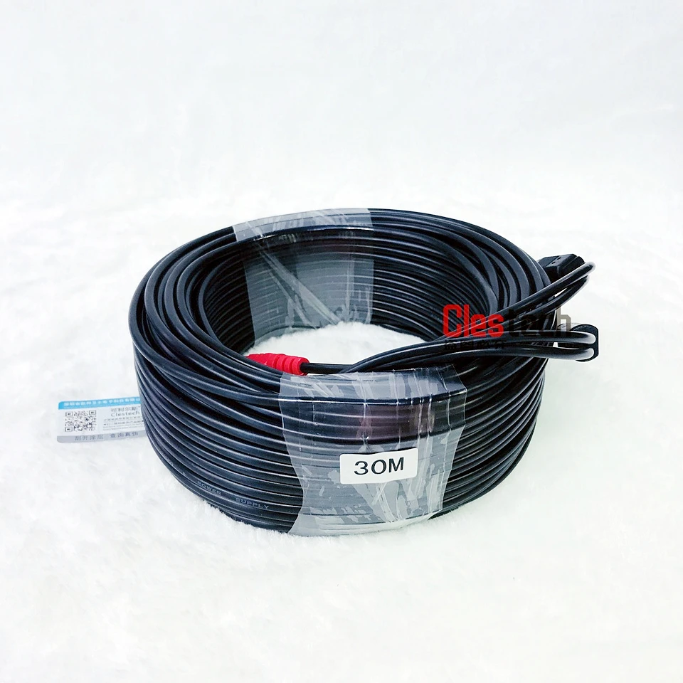3.2FT Video+power cord 5m 10m 15m 20m 30m 50m HD copper Security Camera Wires Extension extension with BNC+DC 2in1 two in Cable