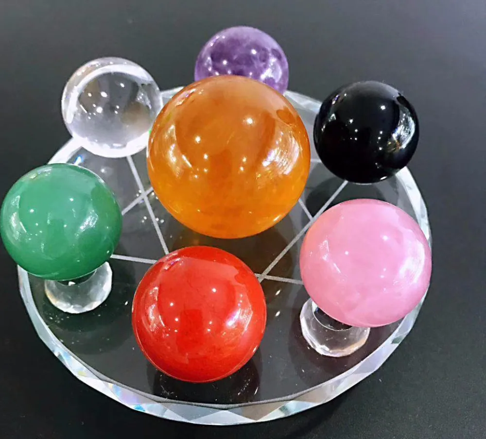 

7pcs seven star array Chakra Crystal Set-round sphere ball-ReikiHealing Crystal-Chakra Balancing Stones-Quartz sphere-Meditation