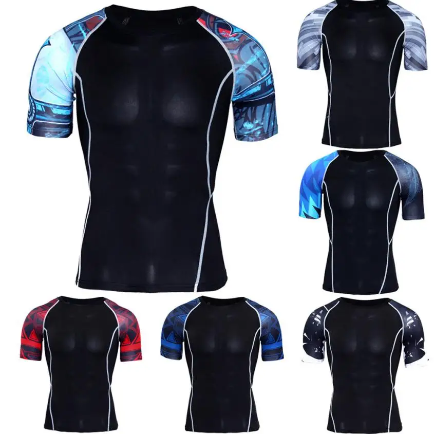 

2018 Summer Sports T-shirts Man Quick Dry Workout Leggings Fitness Sports Gym Running Shirt Tops 0720