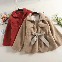 Меховая куртка, Женская осенне-зимняя одежда, Женская длинная норковая бархатная шуба, женское тонкое пальто из овчины, Свободное пальто на шнурке