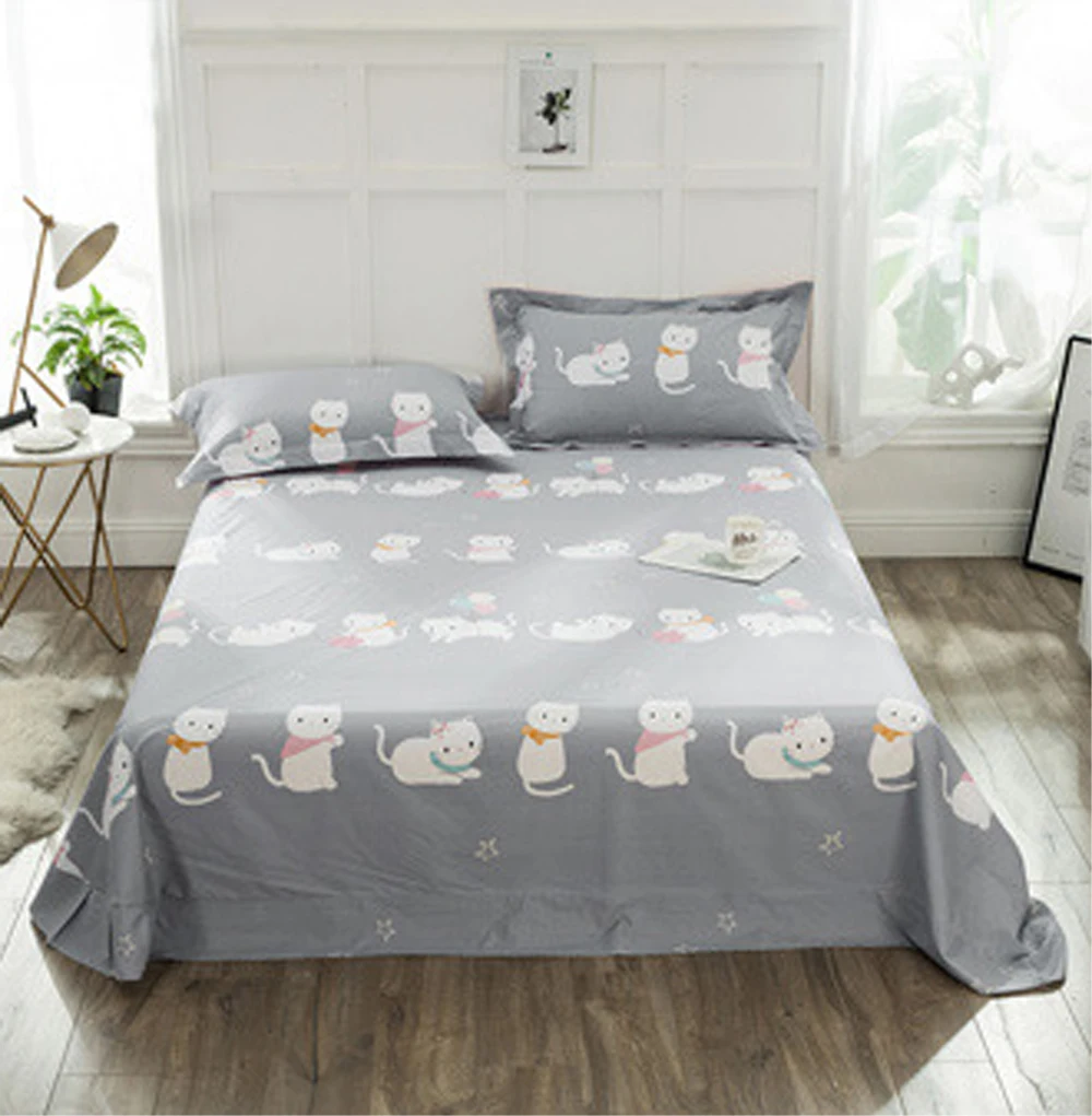 

Single Double Bed Sheets 1Pc Cotton Flat Bed Sheet Twin Full Queen King Bedding Bedclothes Bedsheet Bedroom Bed Linings Home Cat