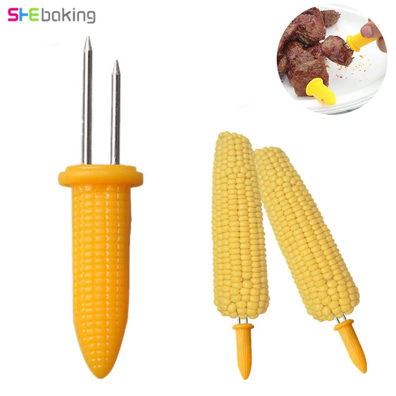Shebaking 6pc/set BBQ Corn Holders Fork Sweetcorn Forks Barbecue