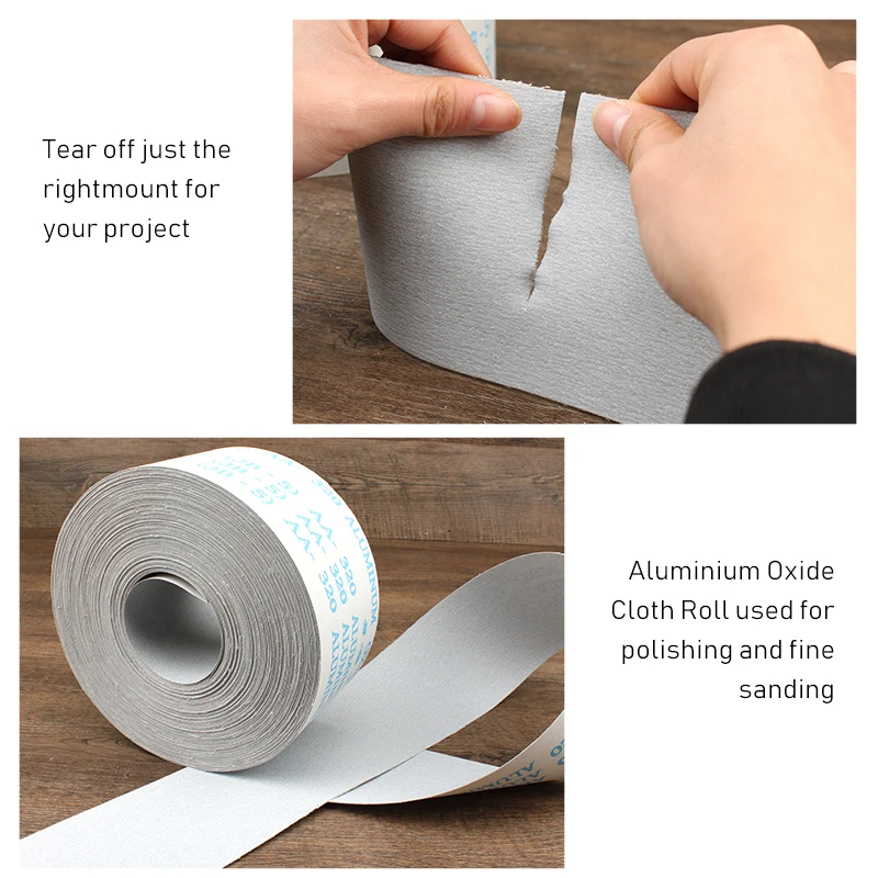 1 Metre -/> 50Metres. 120 Grit Sanding Aluminium Oxide Emery Cloth Roll Fine