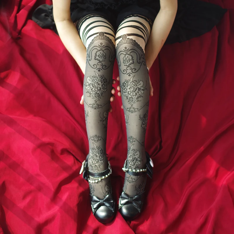 Лолита японский Харадзюку кружевные чулки Лолита выше колена носки
