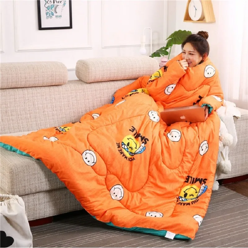 Winter Lazy Quilt with Sleeves Winter Quilt Home Bedding Comforter Printed Edredom Keep Warm Winter Duvet With Filling