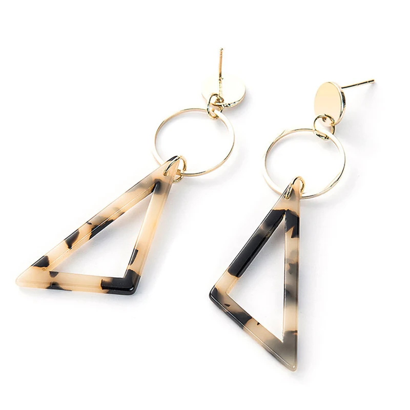 

2019 new retro earrings fashion leopard earrings popular atmosphere simple acrylic geometric triangle women's earrings