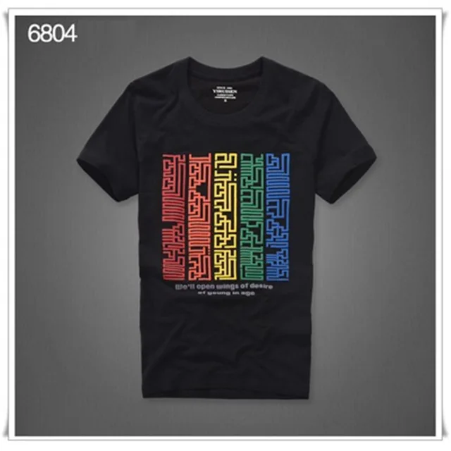 T shirt Fashion men summer tshirt high quality letter pattern size S to XXXL - Цвет: black 6804