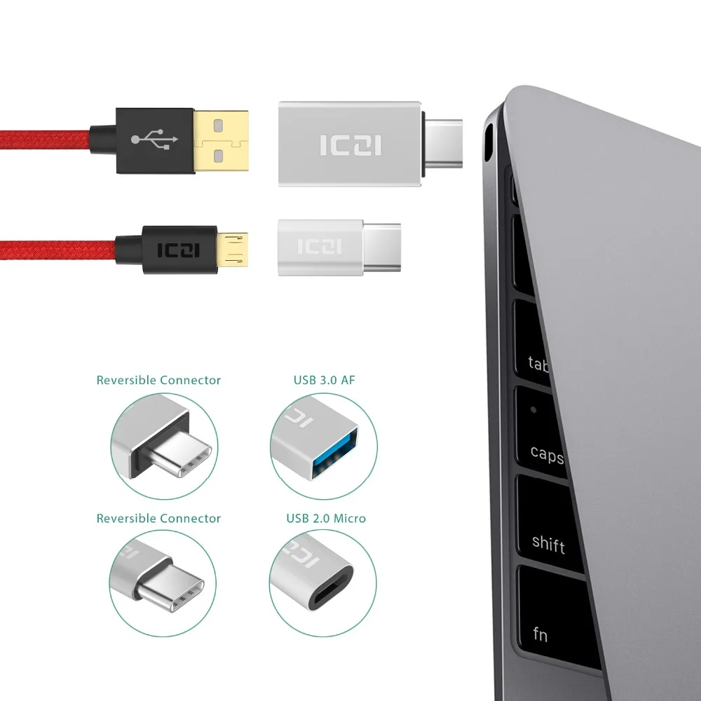 ICZI Тип C к Micro USB адаптер (1 шт) + 3 0 для Macbook Chromebook Pixel htc 10 LG G5 (серебро)|usb to c type|macbook 310 m |
