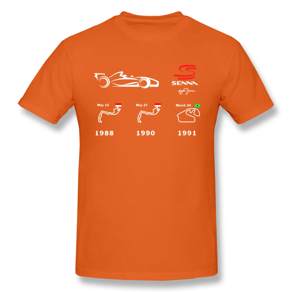 Гонщик черный Айртон Сенна футболка для Для мужчин плюс Размеры 5XL команда рубашка - Цвет: Оранжевый