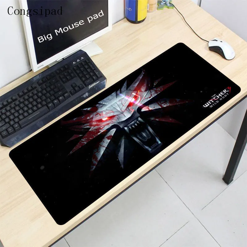 Congsipad 90X40CM The Witcher Wild Hunt Gamer Gaming Large Mousepad Anti-Slip Computer Desk Mousemat Duranle Rubber Mice PlayMat