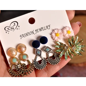 

2018 fashion women's jewelry wholesale girls birthday party pearl earrings set mashup 6 pairs /set earrings Free shipping