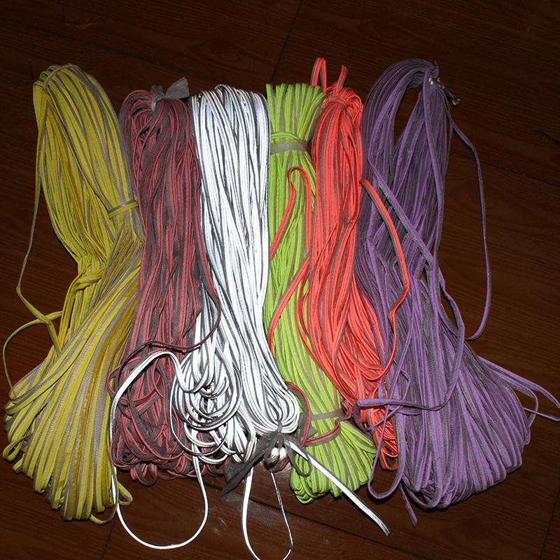 Fluorescent Yellow Reflective Piping Fabric Strip Edging Braid Trim for Clothes