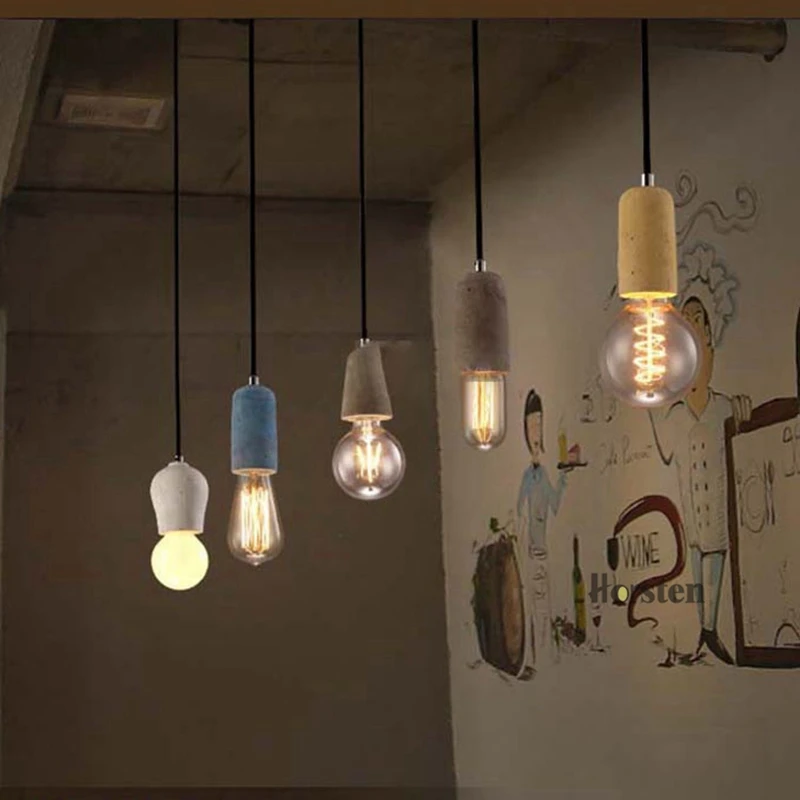 Horsten Vintage Retro Cement Pendant Light American Country Style E27 Cement Pendant Lamp Home Decoration Hanging Light (3)