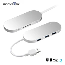 Rocketek multi splitter USB 3 0 hab 3 Ports Aluminum Hub with Memory Card Reader Combo