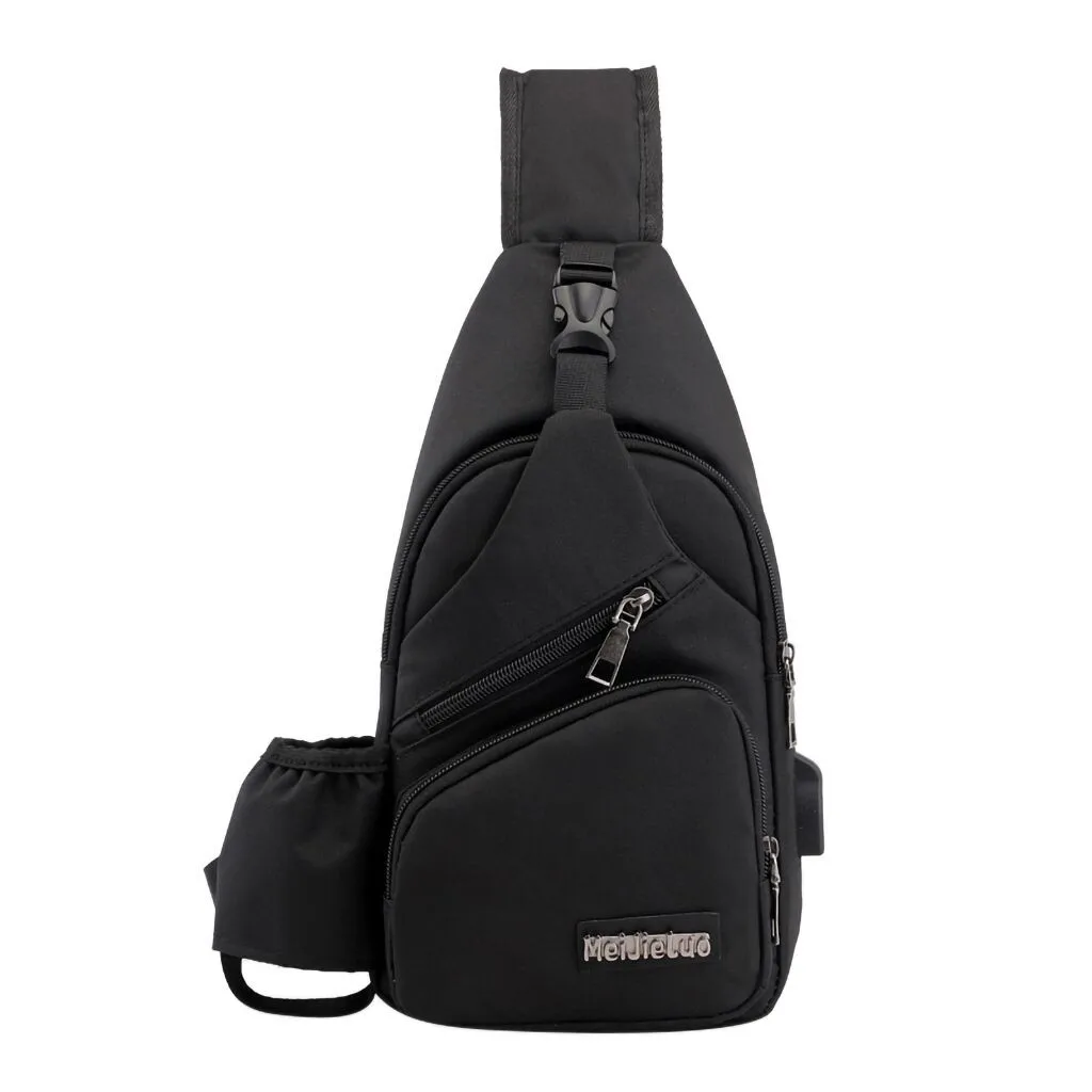 Мужская маленькая нагрудная сумка для путешествий, походная сумка через плечо для зарядки груди, модная дорожная сумка, многофункциональная сумка-мессенджер, 6,41 - Цвет: Black