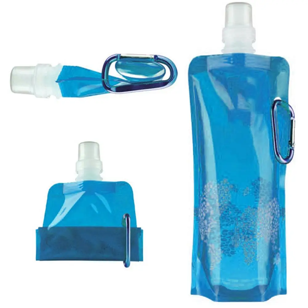 Горячая Экологичная Портативная Складная многоразовая бутылка для воды с карабин, спортивные дорожные складные сумки - Цвет: Blue