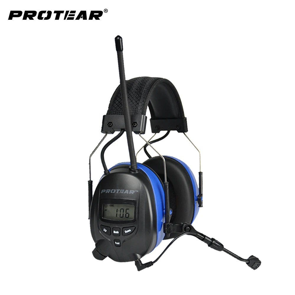 NRR 25dB Hearing Protector Bluetooth AM/FM Radio Earmuffs Electronic
