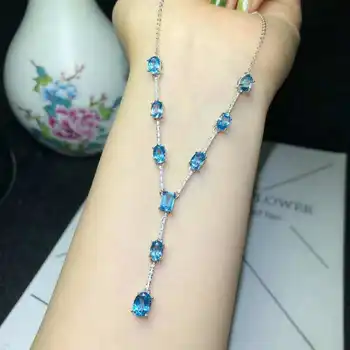 

Fidelity natural 5*7mm topaz pendant Necklaces s925 sterling silver fashion fine jewelry for women party natural blue gemstone