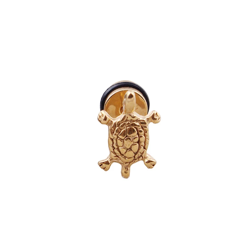 Alisouy 2 шт мужские женские панк отличная нержавеющая сталь черепахи серьги гвоздики для прокалывания ушей серьги в виде животных - Окраска металла: Gold