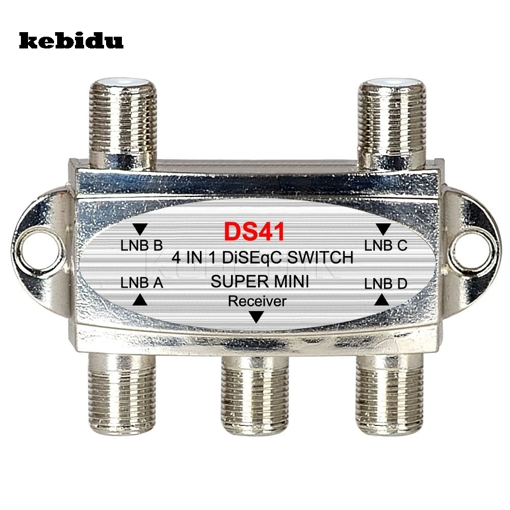 

kebidu High Quality Mini DiSEqC Switch 4x1 4 to 1 Out DiSeqc Switch Satellite Signal Antenna flat LNB Switch Model DS41 for TV