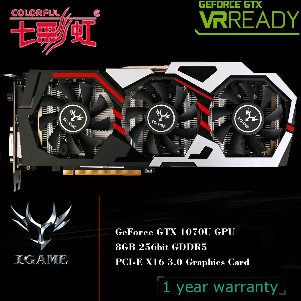 2016 Colorful NVIDIA GeForce GTX iGame 1070 GPU Graphics card 8GB 256bit GDDR5 PCI-E X16 3.0 Graphics Card DVI+HDMI+3*DP Port