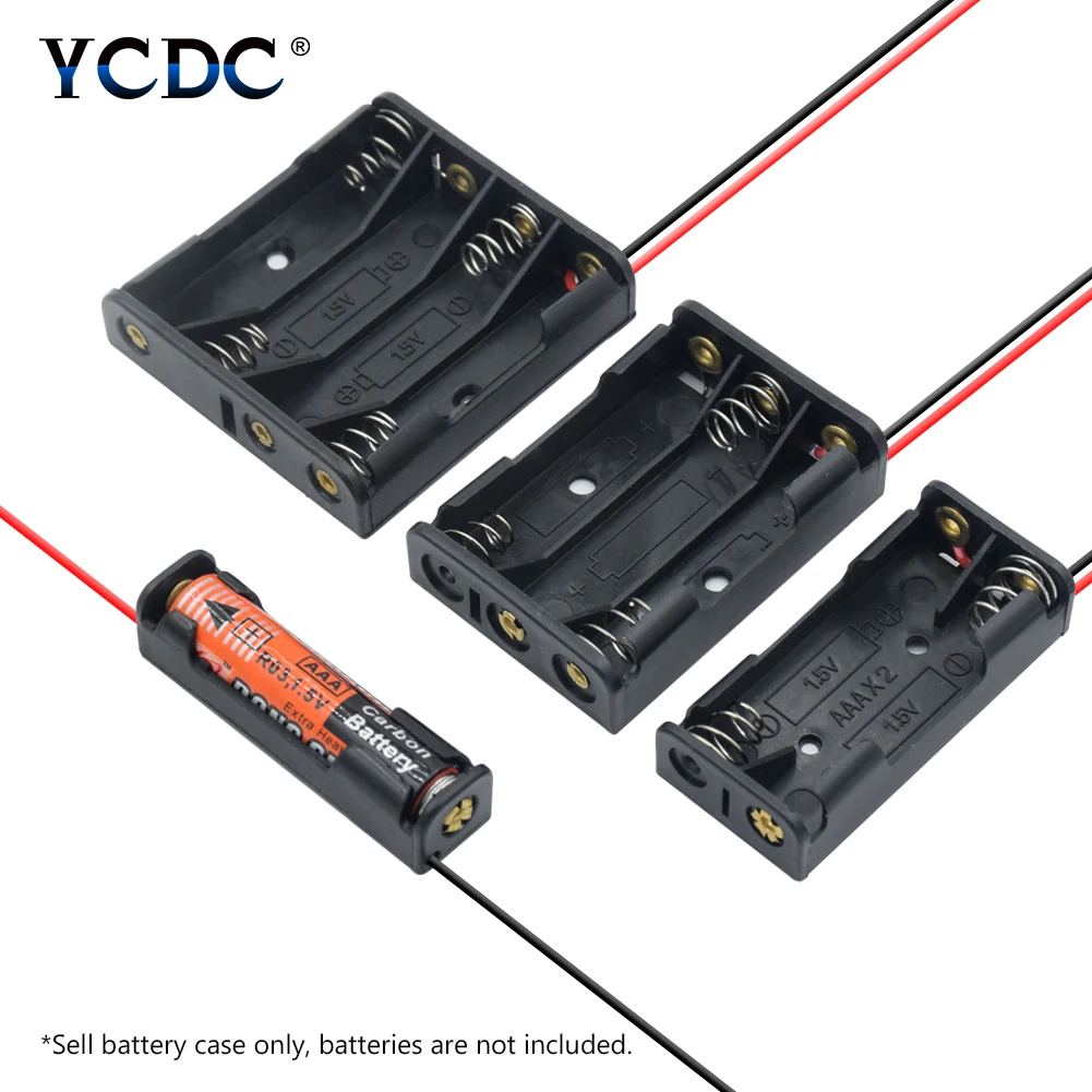 

Battery Storage Box ABS Battery Holder AAA Cell Storage Box With Cable Lead Arduino Power Supply DIY Standard Batteries Charging